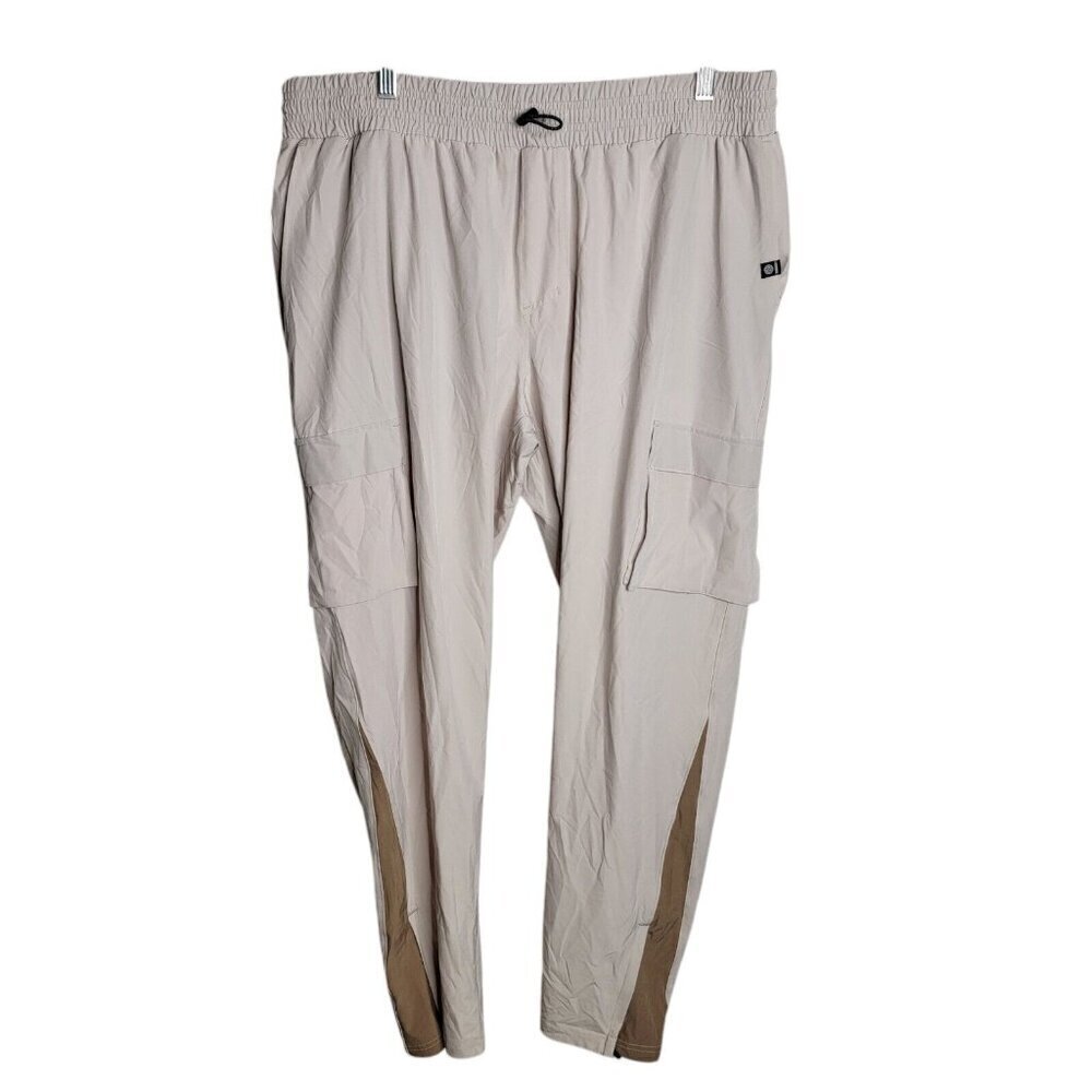 Zella Mens Activewear Cargo Pants Beige Two Tone XL Drawstring NEW Gym Workout
